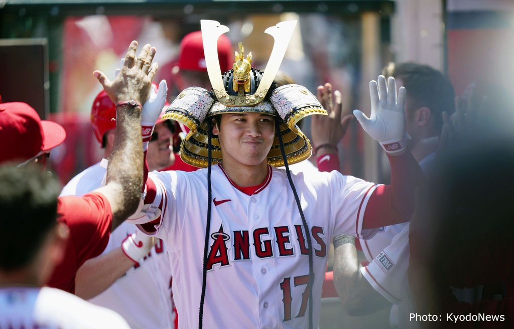 Los Angeles Angels - The home run samurai helmet is getting some